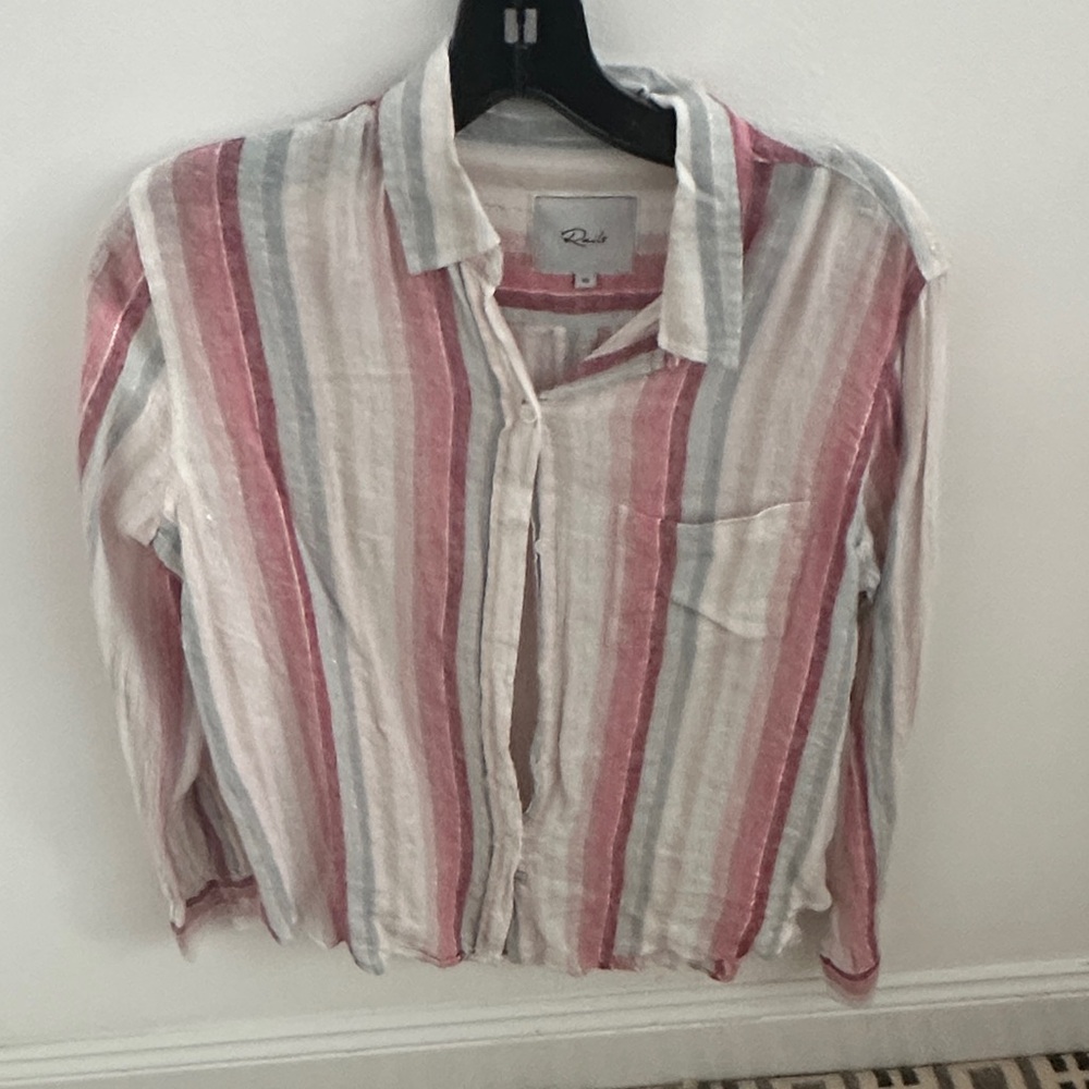 Rails Button-Down Shirt in Pink, White & Light Blue Stripes